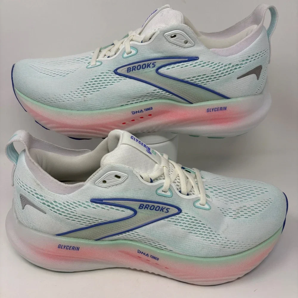 Brooks Glycerin 22 Women's Size 11 White Pink Running Shoes (1204341B110)
